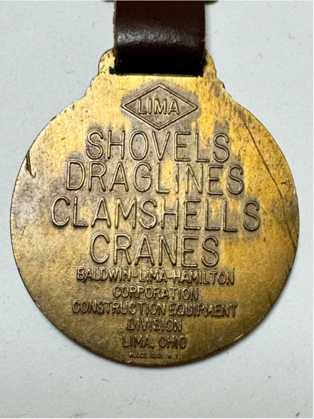 Vtg Lima Shovels Dragline Clamshells Cranes Pocket Watch Fob Very Nice W/Strap